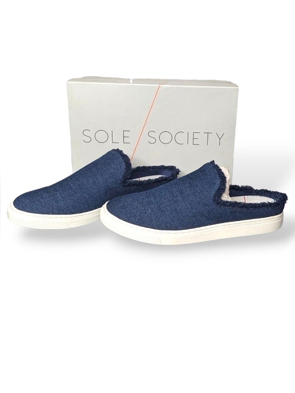 Sole Society Slip On Mules Slippers Belynda Dark Blue Women's Size 10 NIB NEW